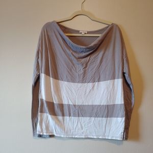 Gap Gray White Women’s Striped Long Sleeve Shirt